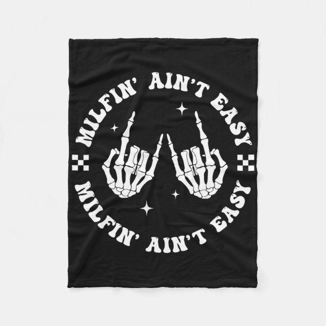 Cobertor De Velo Milfin Aint Easy Funny Milf Groovy Mãe Tia Skelet (Frente)