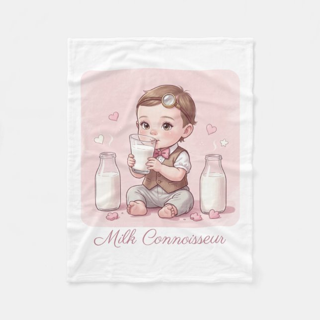 Cobertor De Velo Milk Connoisseur Baby Boy Print Nursery (Frente)