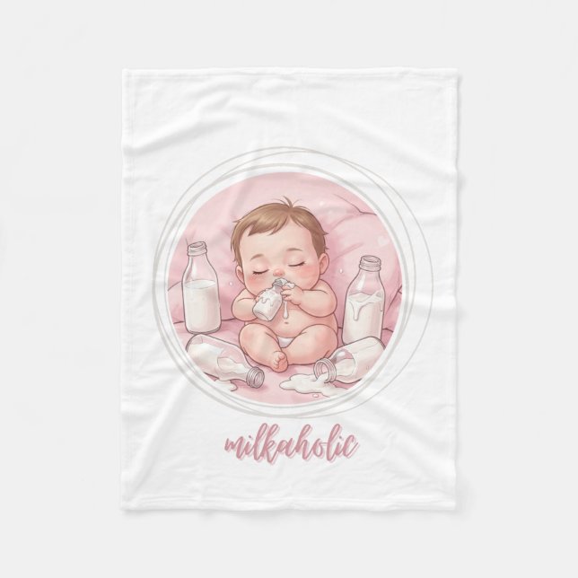 Cobertor De Velo Milkaholic Baby Print | Cute Nursery Funny Art (Frente)