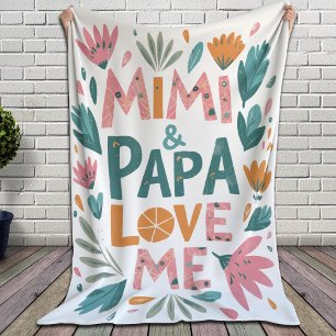 Cobertor De Velo Mimi e Papa me amam - Floral