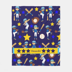 Cobertor De Velo Minha equipa de beisebol caçoa o ouro azul