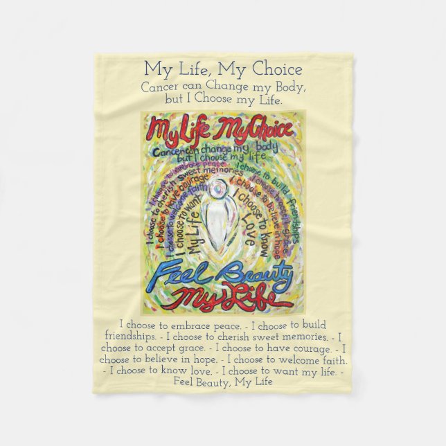 Cobertor De Velo Minha escolha de vida Cancer Angel Soft Fleece Bla (Frente)