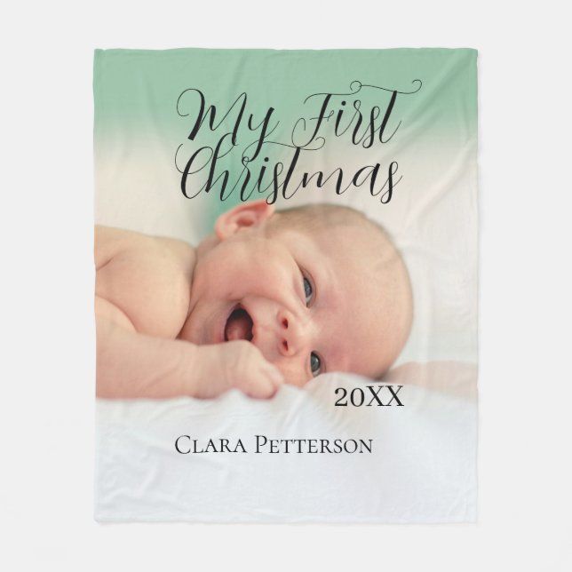 Cobertor De Velo Minha primeira foto de bebê de Natal adiciona nome (Frente)