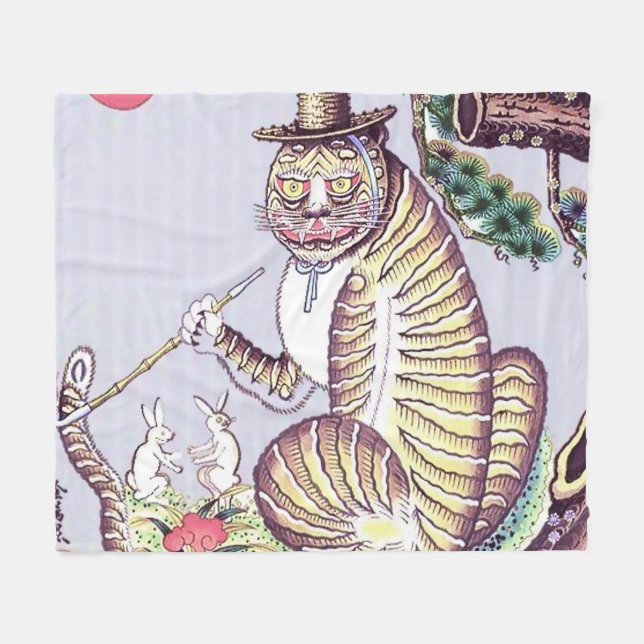 Cobertor De Velo Minhwa Tiger com coelhos e Pipe (Frente (Horizontal))