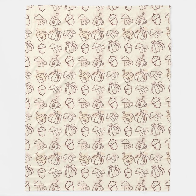 Cobertor De Velo Minimalist Fall Harvest Doodle Fleece Blanket (Frente)