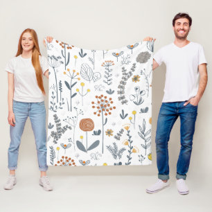 Cobertor De Velo Minimalista Floral Moderno em Contorno