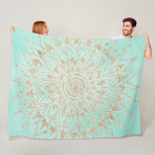 Cobertor De Velo Mint e gold mandala