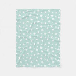 Cobertor De Velo Mint Green Sky White Stars Delicado Pastel