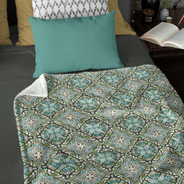 Cobertor De Velo Mint Green Turquoise Hip Bohemian Bali Art Motif