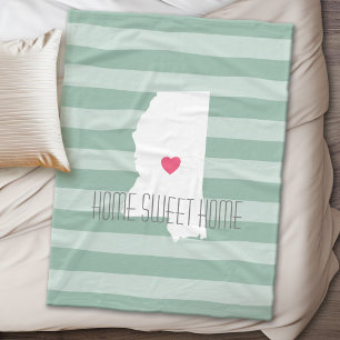 Cobertor De Velo Mississippi Home State Love with Custom Heart