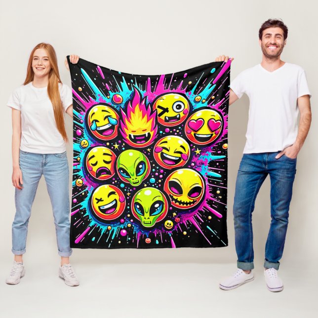 Cobertor De Velo Mistura de Emoji Neon Funky (In Situ)