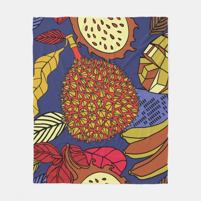 Cobertor De Velo Mistura tropical exótica de frutas. Natureza flora (Frente)