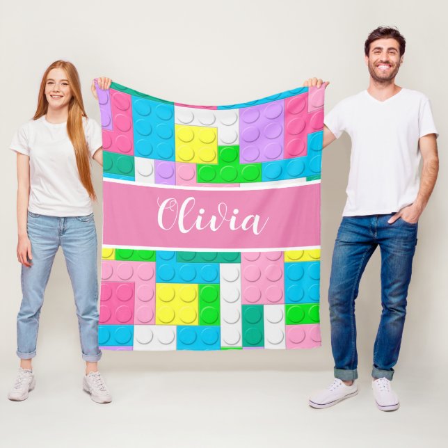 Cobertor De Velo Moça Personalizada de Blocos de Construção Rosa Pa (In Situ)