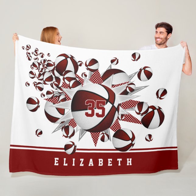 Cobertor De Velo moças basketball stars stars estrelas maron white  (In Situ)