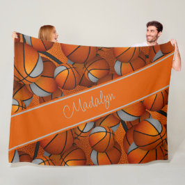 Cobertor De Velo moças laranja cinza basketball padrão personalizad
