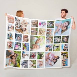 Cobertor De Velo Modelo de Colagem de Fotos Personalizada 33 Branco