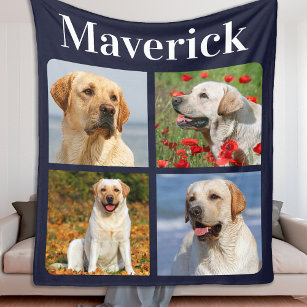 Cobertor De Velo Modern 4 Fotos Colagem Personalizada de Pet Cão