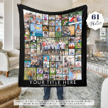 Cobertor De Velo Modern 61 Photo Collage Custom Title Color<br><div class="desc">Create a photo memory blanket in your choice of colors utilizing this easy-to-upload photo collage template with 61 square pictures commemorating a special occasion, milestone, holiday or for a meaningful, memorable gift for anyone. Personalize with your custom text in your choice of font styles, colors and size. BLANKET OPTIONS: The...</div>