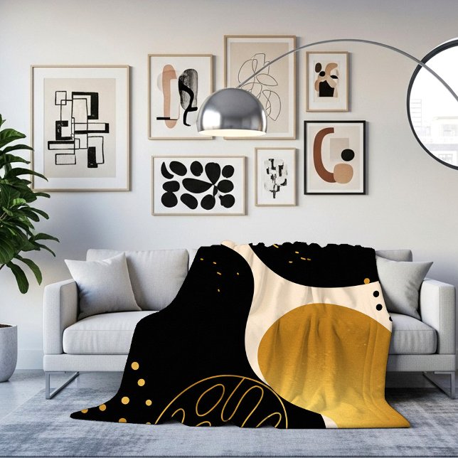 Cobertor De Velo Modern Abstract Black and Gold Organic Pattern (Criador carregado)
