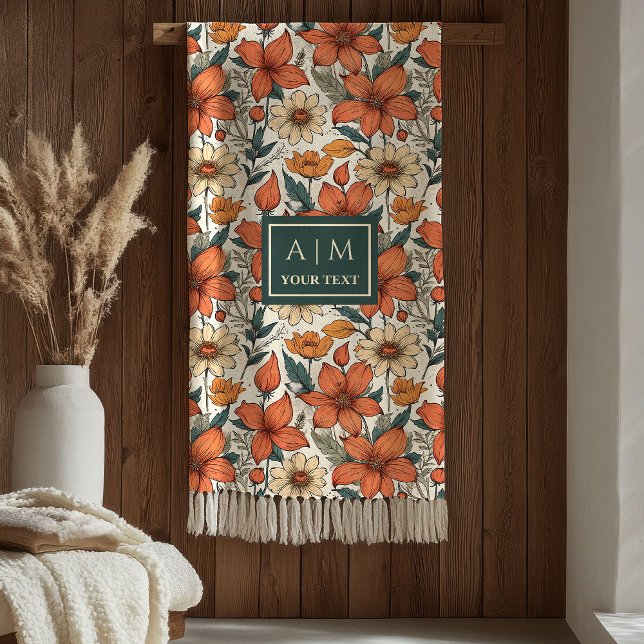Cobertor De Velo Modern Autumn Flowers Sage Pastel Olive Rusty (Modern Autumn Flowers Sage Pastel Olive Rust Blanket

)