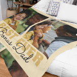 Cobertor De Velo Modern Best Ever Bonus Dad | Photo Collage<br><div class="desc">Looking for a fun cool gift for fathers day or a birthday, this cool blanket is the perfect keepsake for Dads, stepdads, new dads, bonus dads and dog dads. The blanket features 4 photos and the template message reads 'BEST EVER BONUS DAD' and is personalized with your childs name. All...</div>