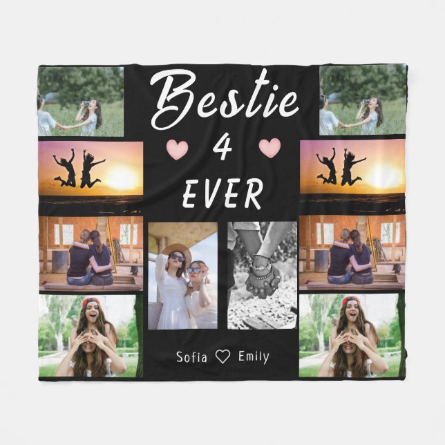 Cobertor De Velo Modern Bestie 4-Ever - Colagem Personalizada De 10 (Frente (Horizontal))