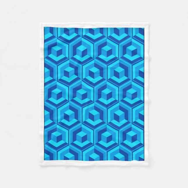 Cobertor De Velo Modern Blue 3D Geometric Cube Pattern Baby Blanket (Frente)