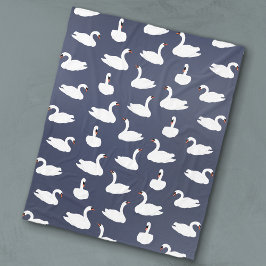 Cobertor De Velo Modern Blue Swan Pattern Fleece Blanket