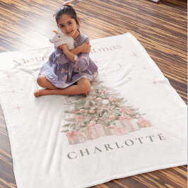 Cobertor De Velo Modern Blush Christmas Tree Personalized Holiday 