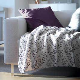 Cobertor De Velo Modern Boho Floral Pattern Plum White