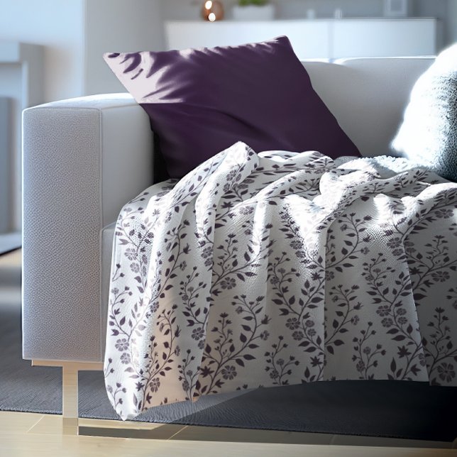 Cobertor De Velo Modern Boho Floral Pattern Plum White (Criador carregado)