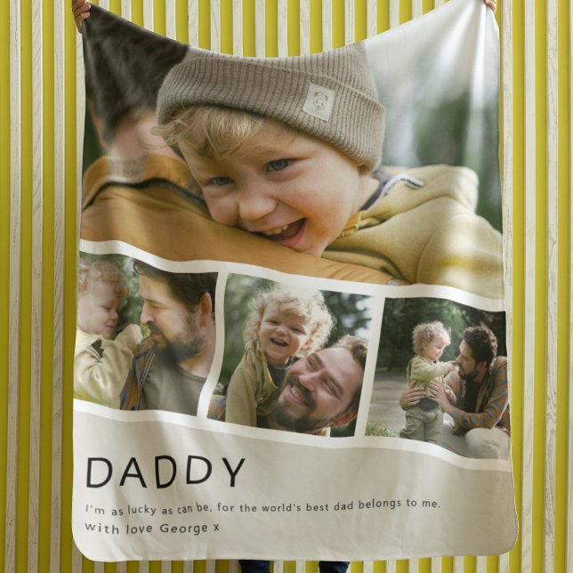 Cobertor De Velo Modern Daddy Photo Strip Collage (Criador carregado)