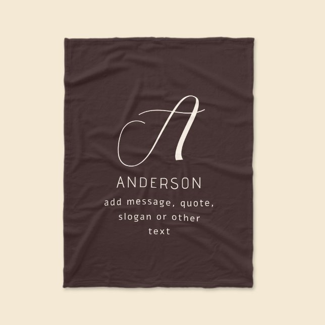 Cobertor De Velo Modern Elegant Name & Monogram | Dark Brown (Criador carregado)