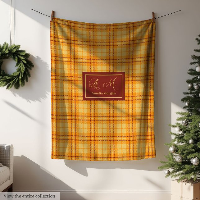 Cobertor De Velo Modern Fall Tartan Plaid Blanket Chic Custom Name (Modern Fall Tartan Plaid Blanket Chic Custom Name)