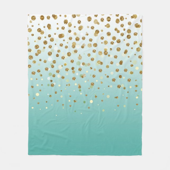 Cobertor De Velo Modern Girly gold glitter confetti Blue Gradient (Frente)