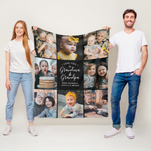Cobertor De Velo Modern Love You Grandma & Grandpa/Other 8-Photo Fl