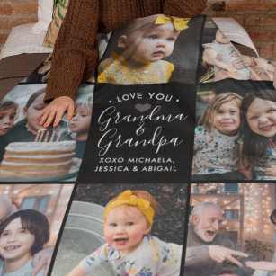 Cobertor De Velo Modern Love You Grandma & Grandpa/Other 8-Photo Fl