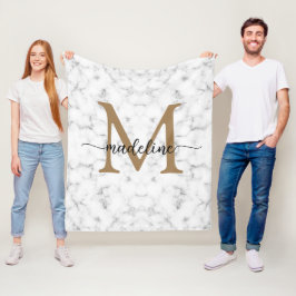 Cobertor De Velo Modern Marble Gold Girly Script Monogram