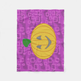 Cobertor De Velo Modern Pumpkin on Purple Geometric Fleece Blanket