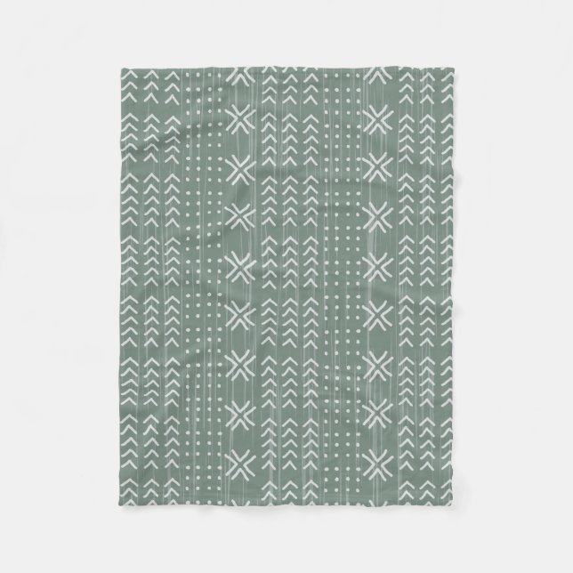 Cobertor De Velo Modern Sage Green Mud cloth African Patterno (Frente)