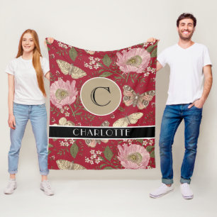 Cobertor De Velo Modern Trendy Wildflower Floral Monograma Botânico