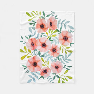 Cobertor De Velo Modern Watercolor Floral Design