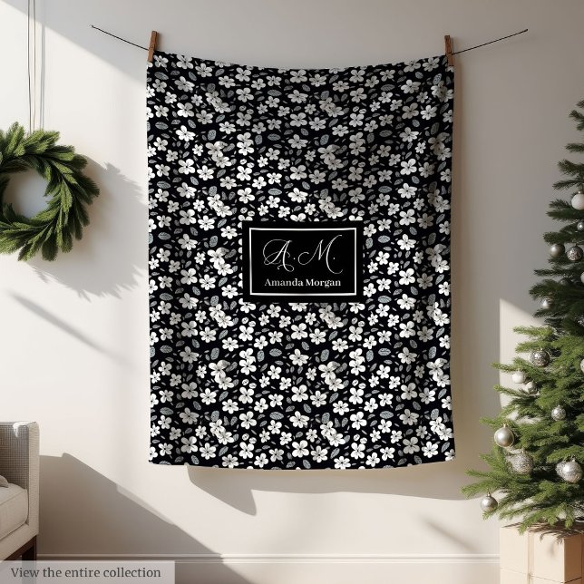 Cobertor De Velo Modern Wild Flowers Blanket Custom Monochrome (Modern Wild Flowers Blanket Custom Monochrome)