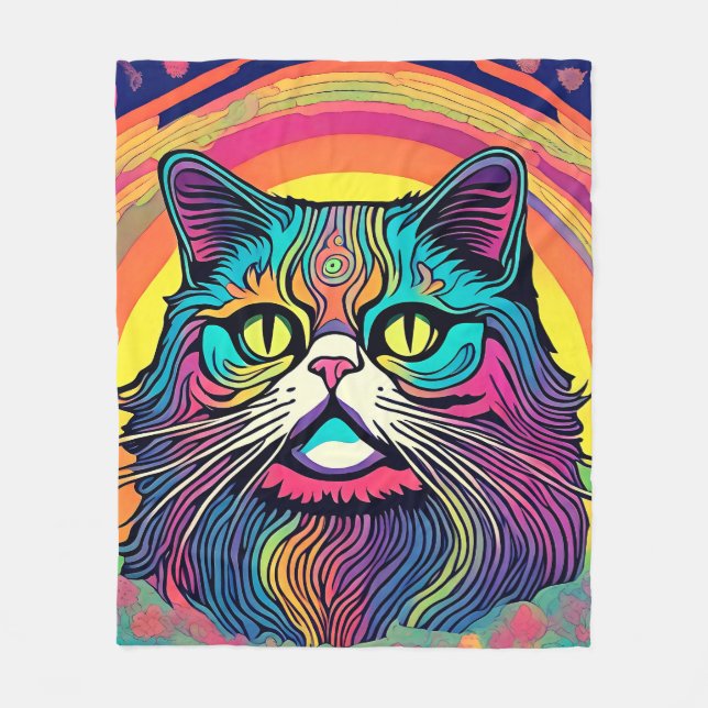 Cobertor De Velo Modern Zen Cat Fleece Blanket (Frente)