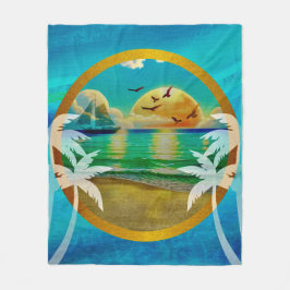 Cobertor De Velo Moderna Floresta Tropical de Palmeiras Sunset