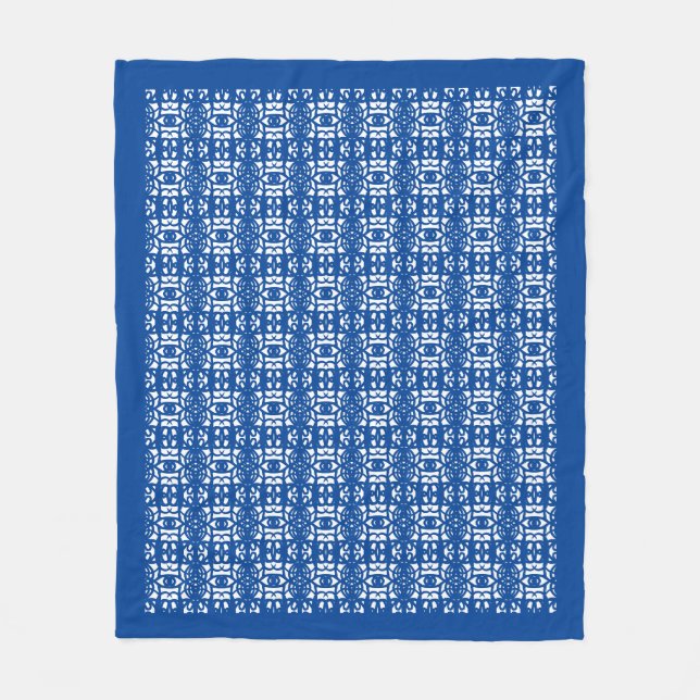 Cobertor De Velo Moderno azul e branco abstrato (Frente)
