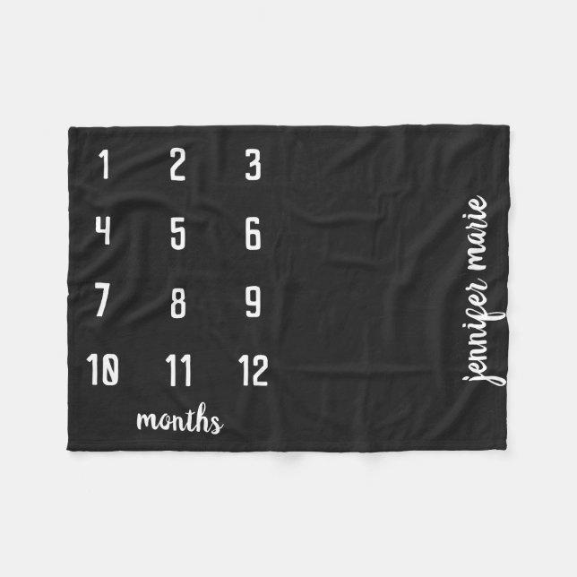 Cobertor De Velo Moderno Chalkboard Baby Milestone Baby Blanket (Frente (Horizontal))