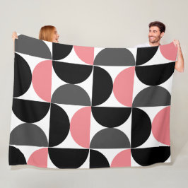 Cobertor De Velo Moderno de Meados do Século Rosa Preto e Branco