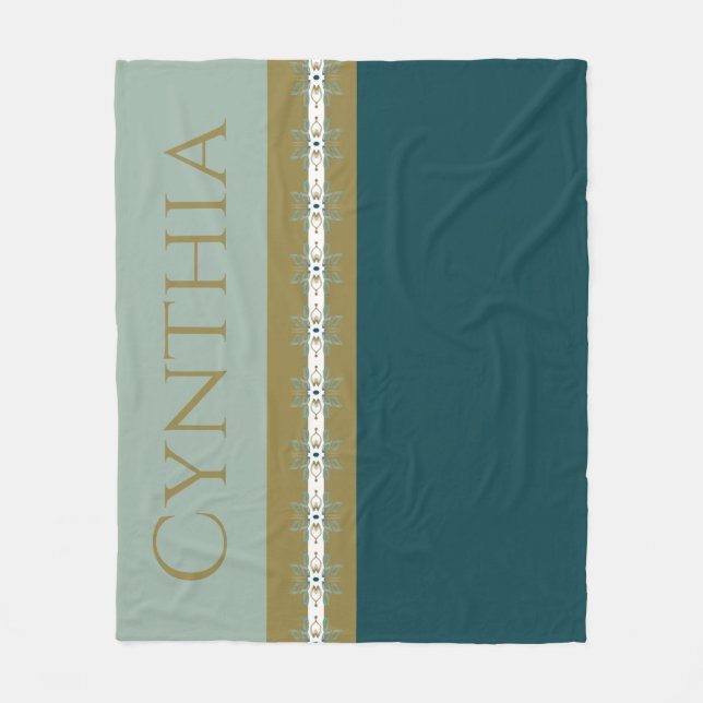 Cobertor De Velo Moderno Dourado E Teal (Frente)