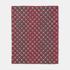 Cobertor De Velo Moderno elegante xadrez preto vermelho prata